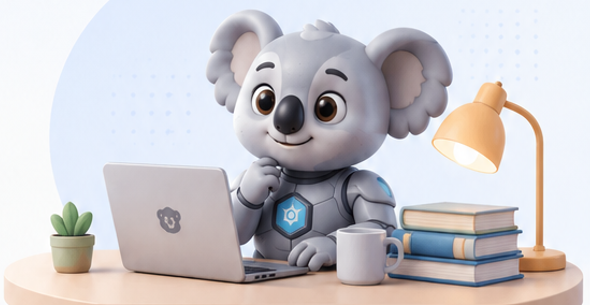 Mascote NanoKoala ao computador