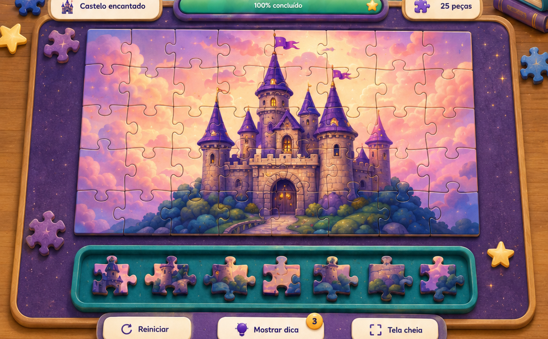 Quebra-cabeça mágico com castelo encantado