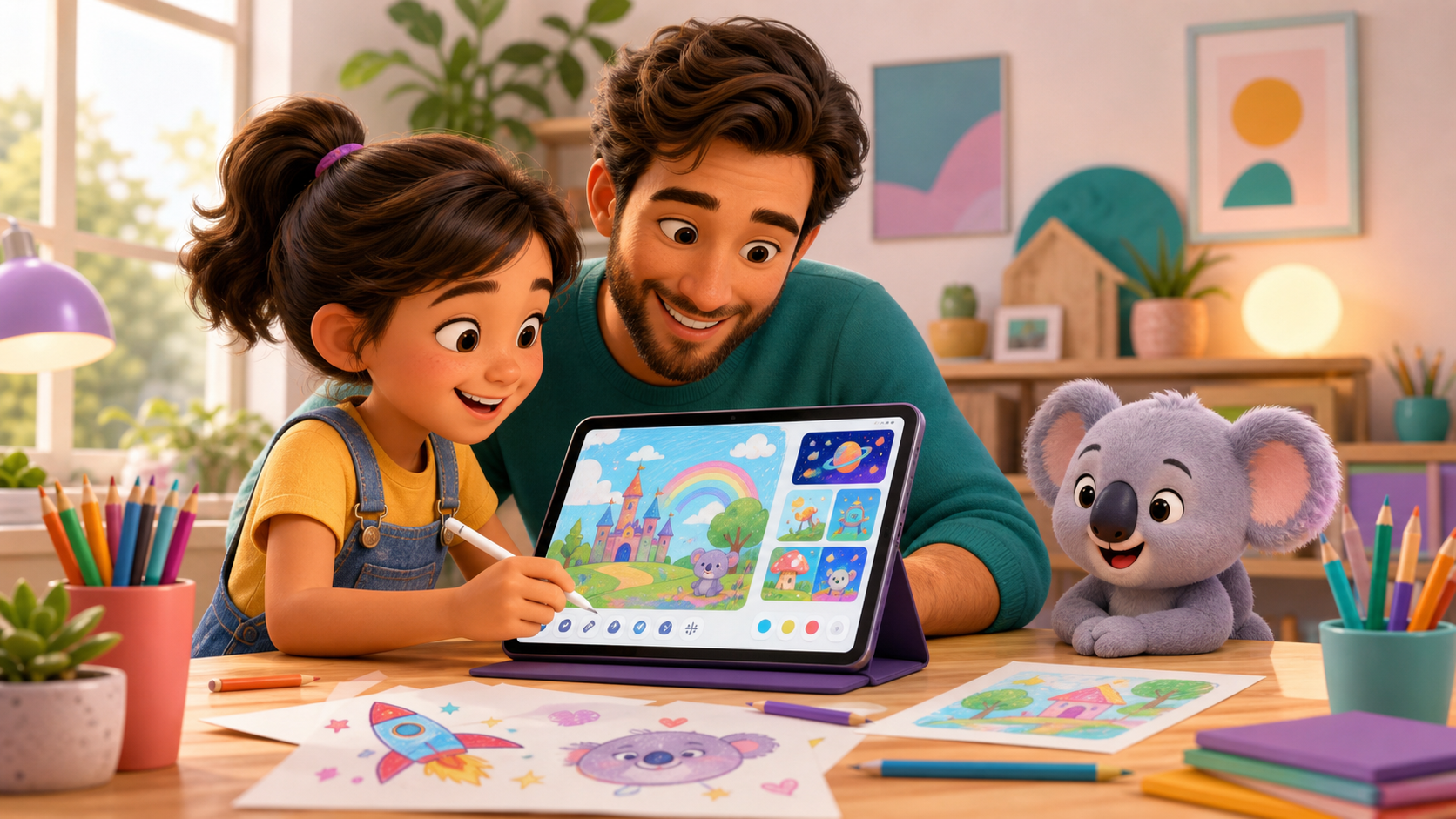 Dibujos con IA para niños: niño creando ilustraciones con inteligencia artificial